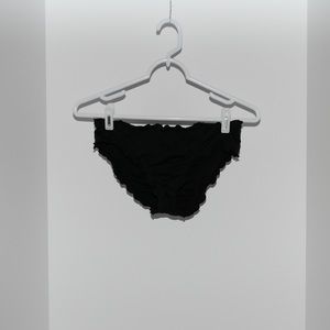 Ruffled black bikini bottoms, detailing on back, girls 14